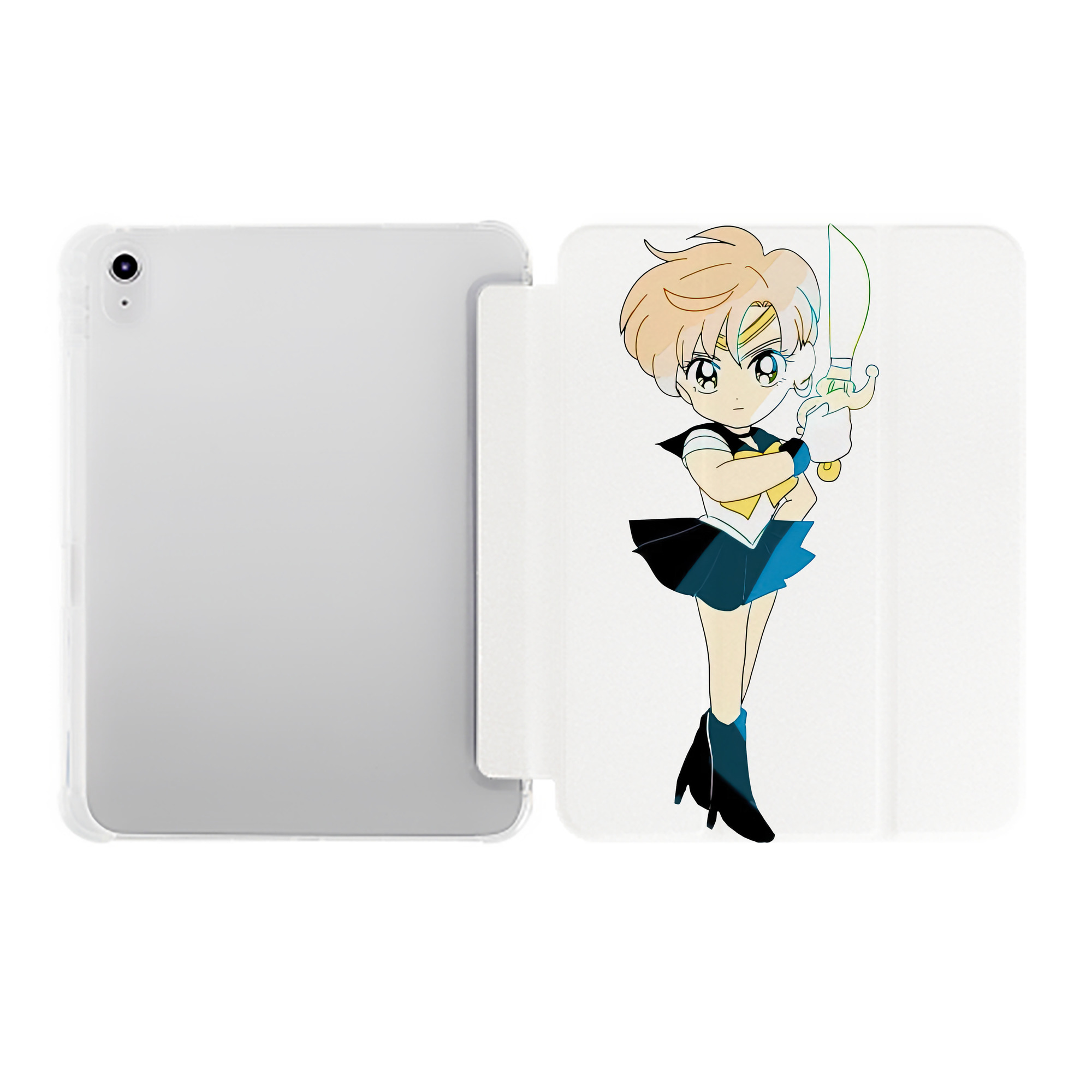 （画像用） 美少女戦士セーラームーン 天王はるか Sailor Moon Tenoh Haruka IPad ケース ペン収納付き 三つ折りスタンド PUレザー×シリコン 対応機種9.5/10.5/10.9インチ